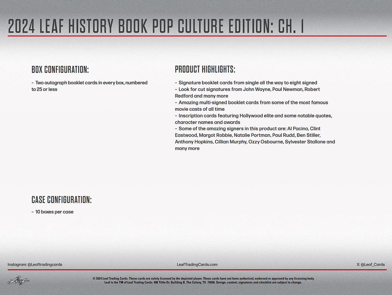 2024 Leaf History Book Pop Culture Edition: CH.1